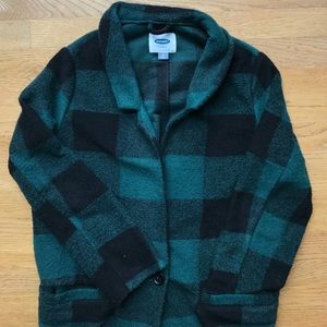 Green checkered long jacket